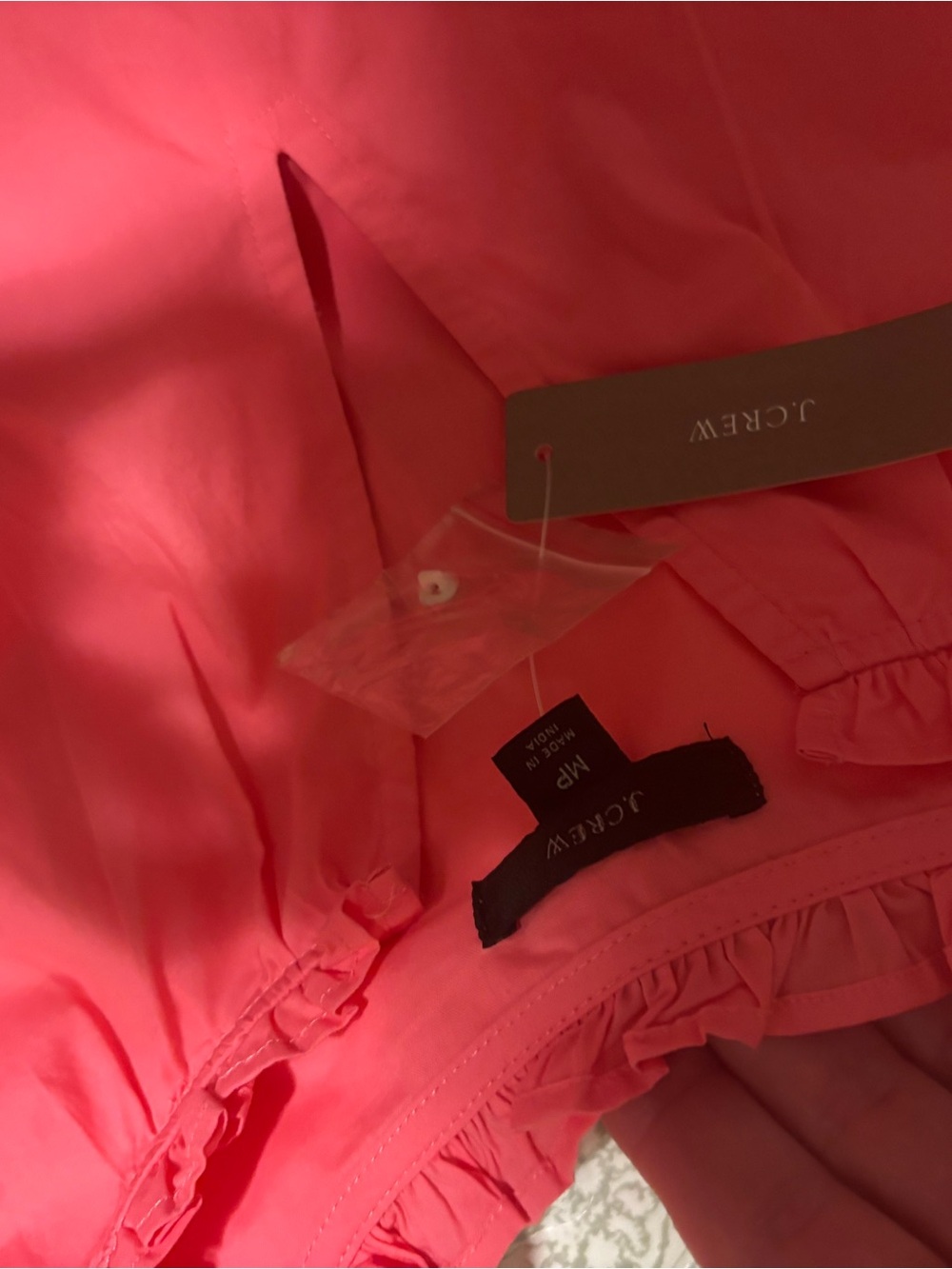 NWT J. Crew sz Medium Petite PM Pink Tiered Popover Dress poplin ruffles barbie - Picture 5 of 15